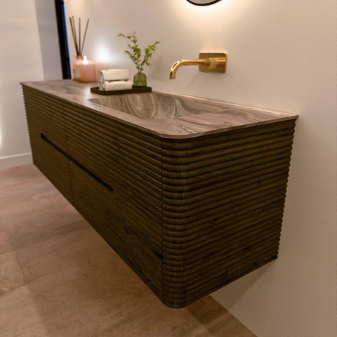 Mondiaz CIRO-DLUX Badkamermeubelset - 160x45x50cm - Solid surface wastafel Sombra - 1 wasbak Rechts - zonder kraangaten - 4 lades - Shadow SW1532780