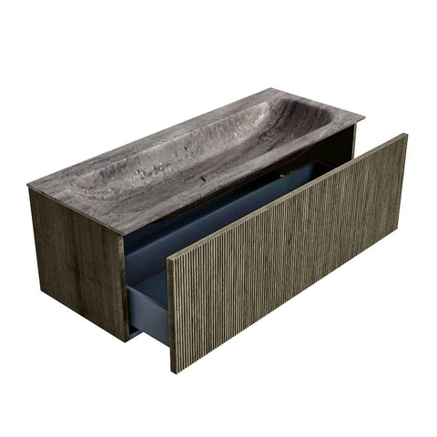 MONDIAZ KURVE-DLUX 120cm badmeubel kleur Shadow met 1 lade en 0 deuren. Wastafel BIG LARGE Midden 2 kraangaten Oza. SW1432917