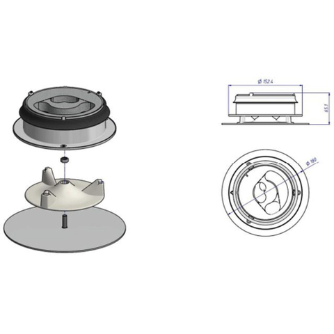 Vasco projectventiel rond 18cm incl inregelventiel Smiley 2.0 SW492222