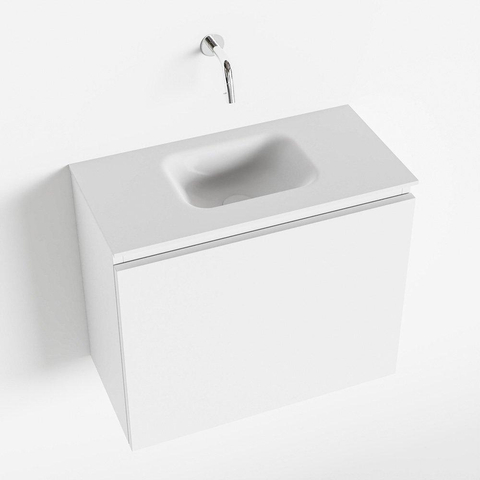MONDIAZ OLAN Toiletmeubel 60x30x40cm met 0 kraangaten 1 lades talc mat Wastafel Lex midden Solid Surface Wit SW473212