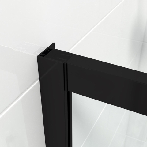 Marenza Slide Quick Fit Badwand - 2 delige schuifdeur - 170x150cm - 6mm veiligheidsglas - anti kalk - mat zwart SW491647