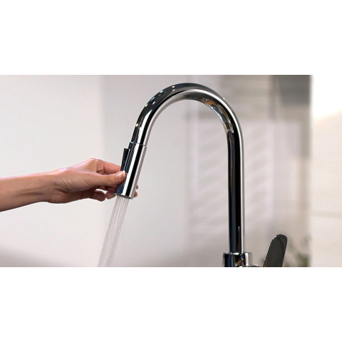 Hansgrohe Focus m41 Eengreeps keukenmengkraan - 240 met uittrekbare vuistdouche - 2 straalsoorten - hoogglans chroom GA69755