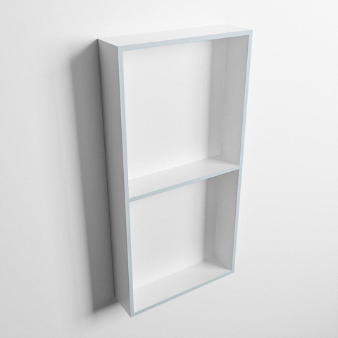 Mondiaz Easy nis 29.5x59.5x8cm voor Inbouw/opbouw 2 open vakken Solid surface Talc/Clay SW643748