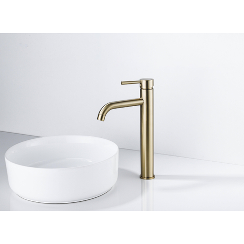 Fortifura Calvi Wastafelkraan - 33.9cm - verhoogd - opbouw - PVD - geborsteld messing (goud) SW720549