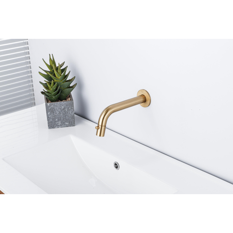 Fortifura Calvi Fonteinkraanset - inbouw - uitloop - 18cm - inkortbaar - sifon - always open plug - PVD - geborsteld messing (goud) SW1189318
