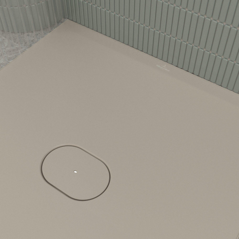 Villeroy & Boch Ecora douchebak - 180x80x4.5cm - afvoer korte zijde - almond (beige) SW1558969