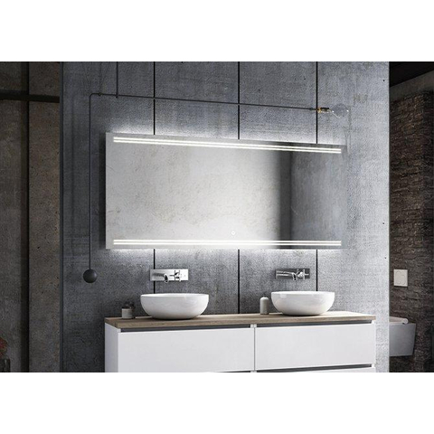 H&R Badmeubelen Zeta 2.0 Spiegel - 160x70cm - LED - dotless directe verlichting boven onder - touch sensor - traploos dimbaar - kleurtemperatuur in te stellen - spiegelverwarming SW1171069