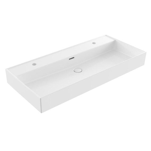 Saniclass Prime Blend Meuble sous vasque ensemble - 100x55x45.9cm - inclus lavabo - 2 tiroirs - intégrée poignée - mat cotton (beige) SW1448196