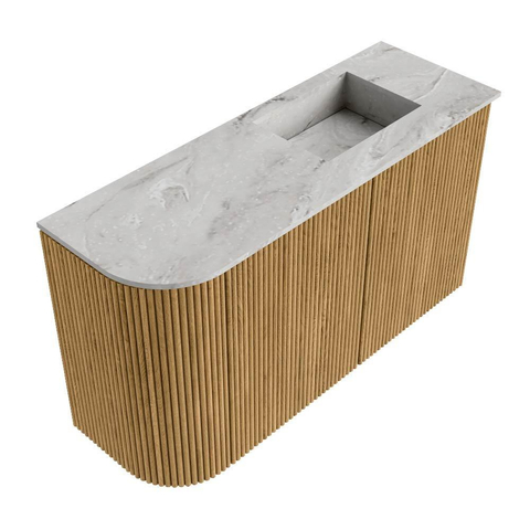Mondiaz JOYA-DLUX Meuble de salle de bains - 71,6cm - arrondi gauche couleur Chêne - Vasque FAYE position Droite Sans trou de robinet couleur Glace SW1422022