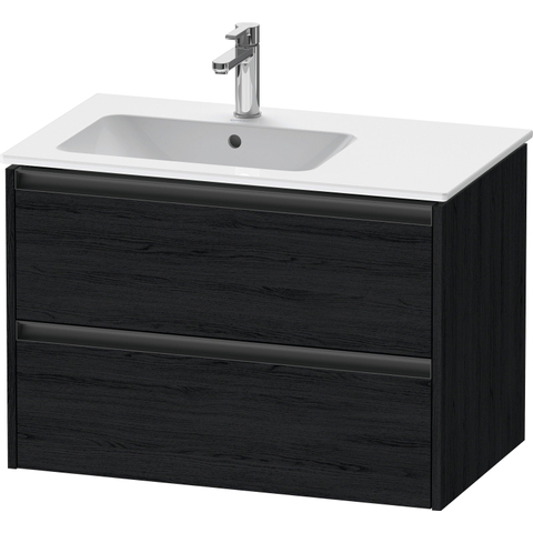 Duravit Ketho.2 Wastafelonderbouwkast - met 2 laden - voor waskom links - 81x48x54.9cm - met grepen antraciet - eiken zwart mat SW772875