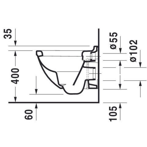 Duravit Starck 3 Wandcloset - 48.5x36cm - diepspoel - zonder zitting - met Durafix - compact - verdekte bevestiging - glans wit 0315325