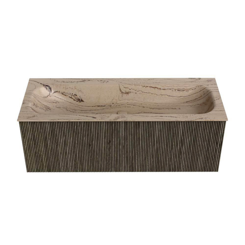 MONDIAZ KURVE-DLUX 120cm badmeubel kleur Shadow met 1 lade en 0 deuren. Wastafel BIG LARGE Midden 1 kraangat Arena. SW1431442