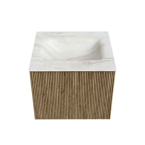 Mondiaz KURVE-DLUX Ensemble de meuble de salle de bains - 50x46x40cm - 1 tiroir - vasque solid surface - central - 1 trou de robinet - Dusk SW1414976
