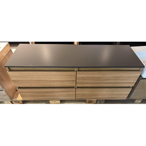Saniclass Chaci Badkameronderkast - 140x46x55cm - 4 lades - greeploos - warm eiken - met topblad - OUTLET UDEN STORE44063