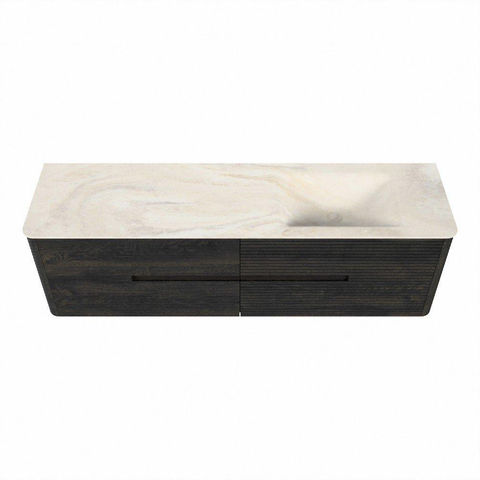 Mondiaz CIRO-DLUX Badkamermeubelset - 170x45x50cm - Solid surface wastafel Ostra - 1 wasbak Rechts - 1 kraangat - 4 lades - Shadow SW1532315