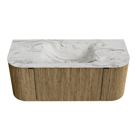 Mondiaz KURVE-DLUX Ensemble meuble de salle de bains - 110x46x40cm - 1 tiroir - 2 portes - lavabo solid surface - milieu - 1 trou de robinet - Dusk SW1416115