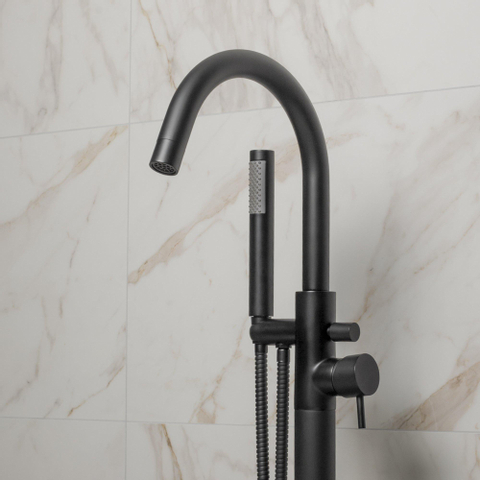 Crosswater MPRO Badkraan - vrijstaand - met staafhanddouche - mat zwart SW209267