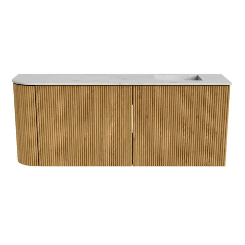 Mondiaz JOYA-DLUX 101.6cm toiletmeubel - ronding links kleur Oak - Wastafel FAYE positie Rechts Zonder kraangat kleur Opalo. SW1422142