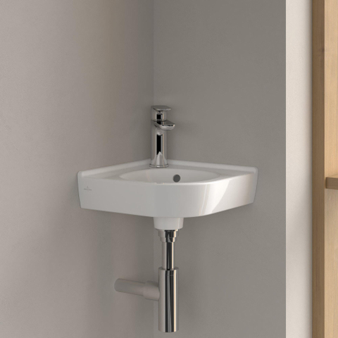 Villeroy & Boch O.novo hoekfontein - 32x32cm - met kraangat - zonder overloop - White Alpine (glans wit) SW84226