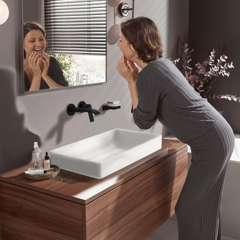Hansgrohe VIVENIS Afbouwdeel - voor inbouw 2-gats wastafelkraan - voorsprong 19.5cm - mat zwart SW642486