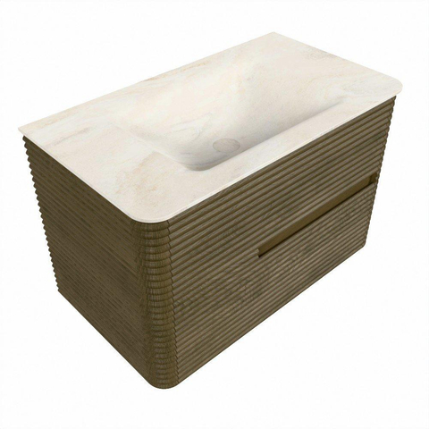 Mondiaz CIRO-DLUX Ensemble de meubles de salle de bains - 80x45x50cm - Vasque solid surface Ostra - 1 lavabo au milieu - 1 trou de robinet - 2 tiroirs - Dusk SW1532904