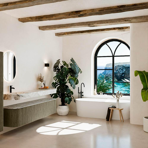 MONDIAZ THOR-DLUX 200cm meuble de salle de bains arrondi gauche + droite couleur Shadow avec 2 tiroirs et 2 portes. Vasque suspendue CLOUD Gauche 1 trou de robinet couleur Glace. SW1467022