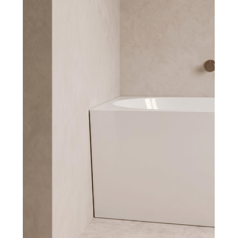ZEZA Grand half vrijstaand hoekbad - links - 180x80x58cm - met afvoer - acryl - glans wit licht beschadigd OUTLETSTORE STORE44540