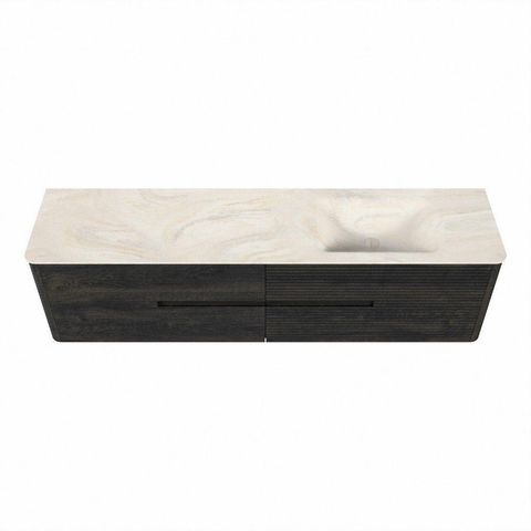 Mondiaz CIRO-DLUX Badkamermeubelset - 190x45x50cm - Solid surface wastafel Ostra - 1 wasbak Rechts - zonder kraangaten - 4 lades - Shadow SW1532321
