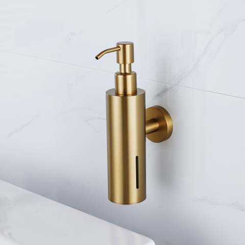 Fortifura Calvi zeepdispenser - wand - rond - PVD - geborsteld messing (goud) SW1111569