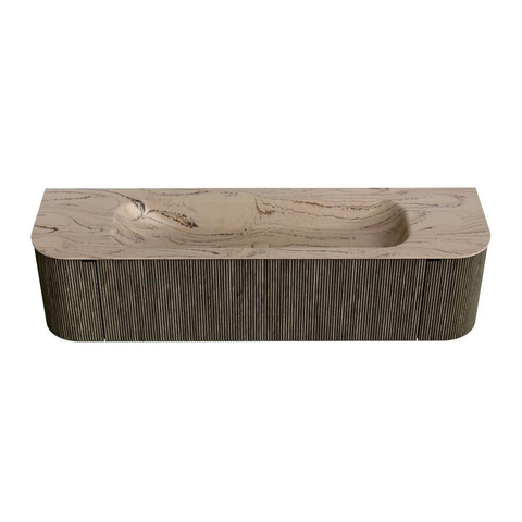 MONDIAZ KURVE-DLUX Meuble de salle de bains 170cm arrondi Gauche + Droite couleur Shadow avec 1 tiroir et 2 portes. Lavabo BIG LARGE Central 1 trou de robinet Arena. SW1431301