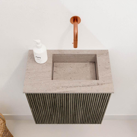 Mondiaz JOYA-DLUX 40cm toiletmeubel - kleur Shadow - Wastafel FAYE positie Rechts Zonder kraangat kleur Saba. SW1425094
