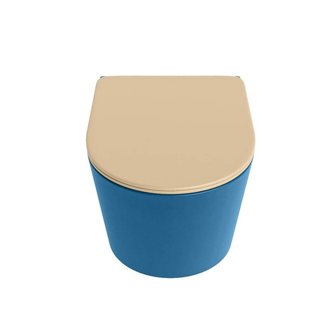Mondiaz LAVIE WC suspendu – sans bride – 36 x 53 cm – avec abattant softclose – Jeans (bleu), abattant Sand (beige) SW1208771