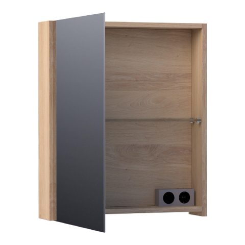 BRAUER Impress armoire de toilette - 60x70x15cm - sans éclairage - avec 1 porte miroir double face à ouverture à gauche - chêne à lamelles naturel SW392909