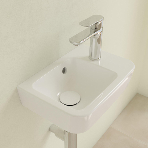 Villeroy & Boch O.novo fontein - 36x25cm - 1 kraangat rechts - met overloop CeramicPlus - White Alpine (glans wit) SW448504