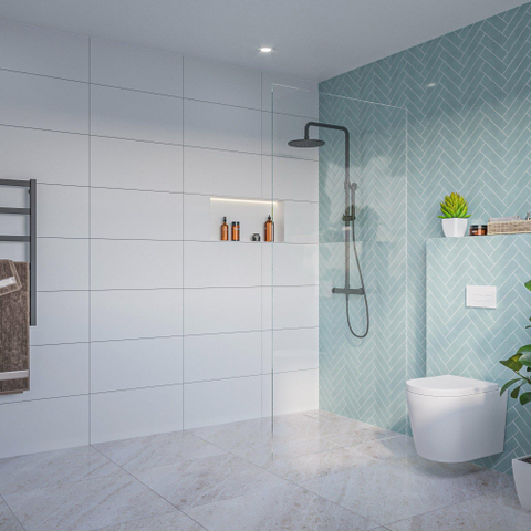 Fortifura Galeria Inloopdouche - helder - glas - 100x200cm - 8mm - nano - blind - inbouw profiel - helder SW1170645