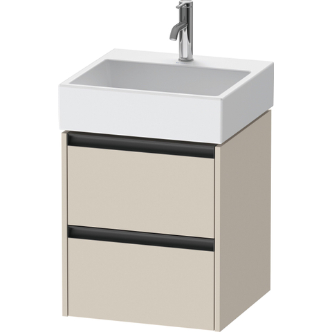 Duravit Ketho.2 Wastafelonderbouwkast - met 2 laden - 48.4x46x54.9cm - met grepen antraciet - taupe supermat SW772440