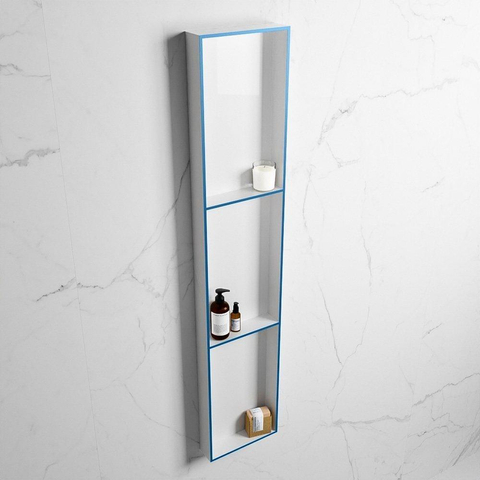 Mondiaz Easy nis 29.5x149.5x8cm voor Inbouw/opbouw 3 open vakken Solid surface Talc/Jeans SW643891