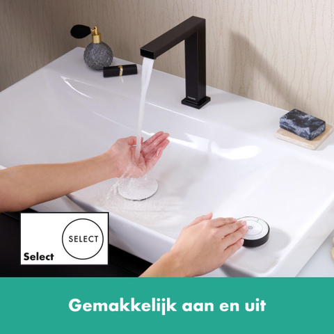 Hansgrohe Tecturis E Wastafelmengkraan - push to open plug - 15.8cm uitloop - coolstart - mat zwart SW918665