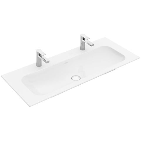 Villeroy & Boch finion meubelwastafel - met 2 kraangaten - 120x50cm CeramicPlus - zonder overloop - White Alpine (glans wit) SW106532