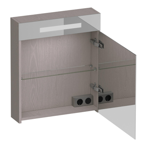 BRAUER Promise Deluxe spiegelkast – 59x70x15 cm – directe LED boven – rechtsdraaiende – Timber Greige SW1203691