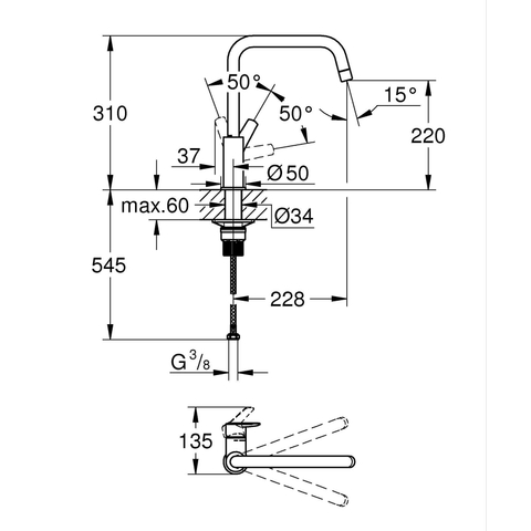 Grohe Start Keukenkraan - hoog - draaibare uitloop - Supersteel (RVS) SW705168