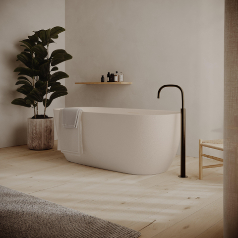 Ideavit Archtec Vrijstaand Bad - 170x80x63cm - rock texture - overloopgat - verstelbare poten - crème beige SW1446349