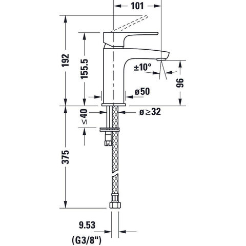 Duravit B.1 1 greeps wastafelmengkraan - 137x42x155mm - hoogglans chroom SW420696