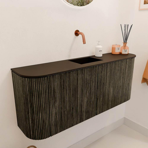 Mondiaz JOYA 103.2cm toiletmeubel - ronding links en rechts kleur Shadow - Wastafel FAYE positie Midden Zonder kraangat kleur Urban. SW1421539