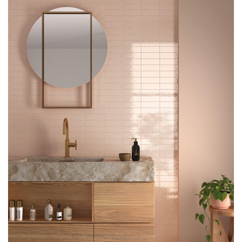 SAMPLE Terravito Nocino wandtegel - 6x18.6cm - Rose glans (roze) SW1221398