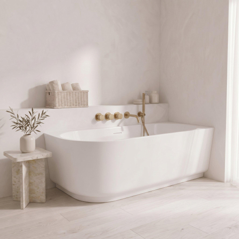 ZEZA Pure baignoire semi-îlot d'angle - droite - 150x75x58cm - acrylique - blanc brillant SW962853