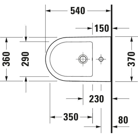 Duravit D-neo Wandbidet - 54x37x40cm - met overloop - wit SW640544