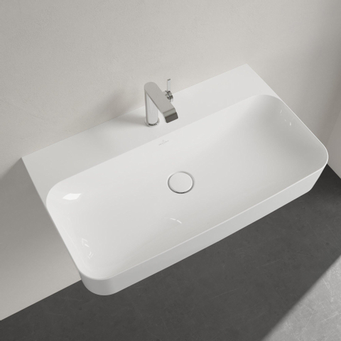 Villeroy & Boch finion wastafel - 1 kraangat - 80x47cm CeramicPlus - zonder overloop - White Alpine (glans wit) SW106480