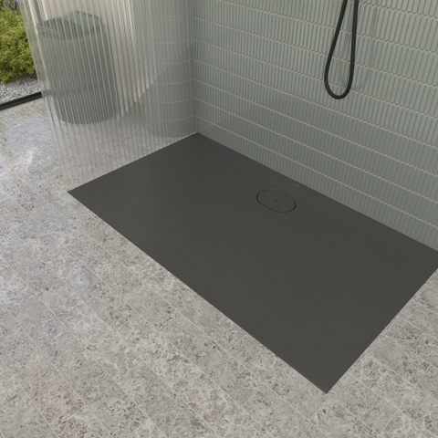 Villeroy & Boch Ecora douchebak - 140x80x3.5cm - afvoer lange zijde - anthracite (antraciet) SW1558949