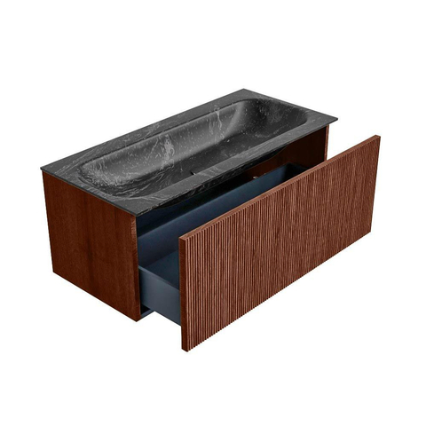 Mondiaz KURVE-DLUX Badkamermeubelset - 100x46x40cm - 1 lade - wastafel solid surface - midden - 1 kraangat - Ruby SW1416045